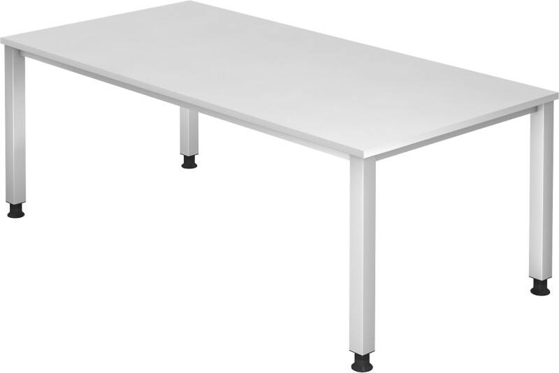 Hammerbacher VQS2E/W Q Serie Höhenverstellbarer Schreibtisch Rechteckig Holz Silber 4 Füße 1.000 x 685 mm