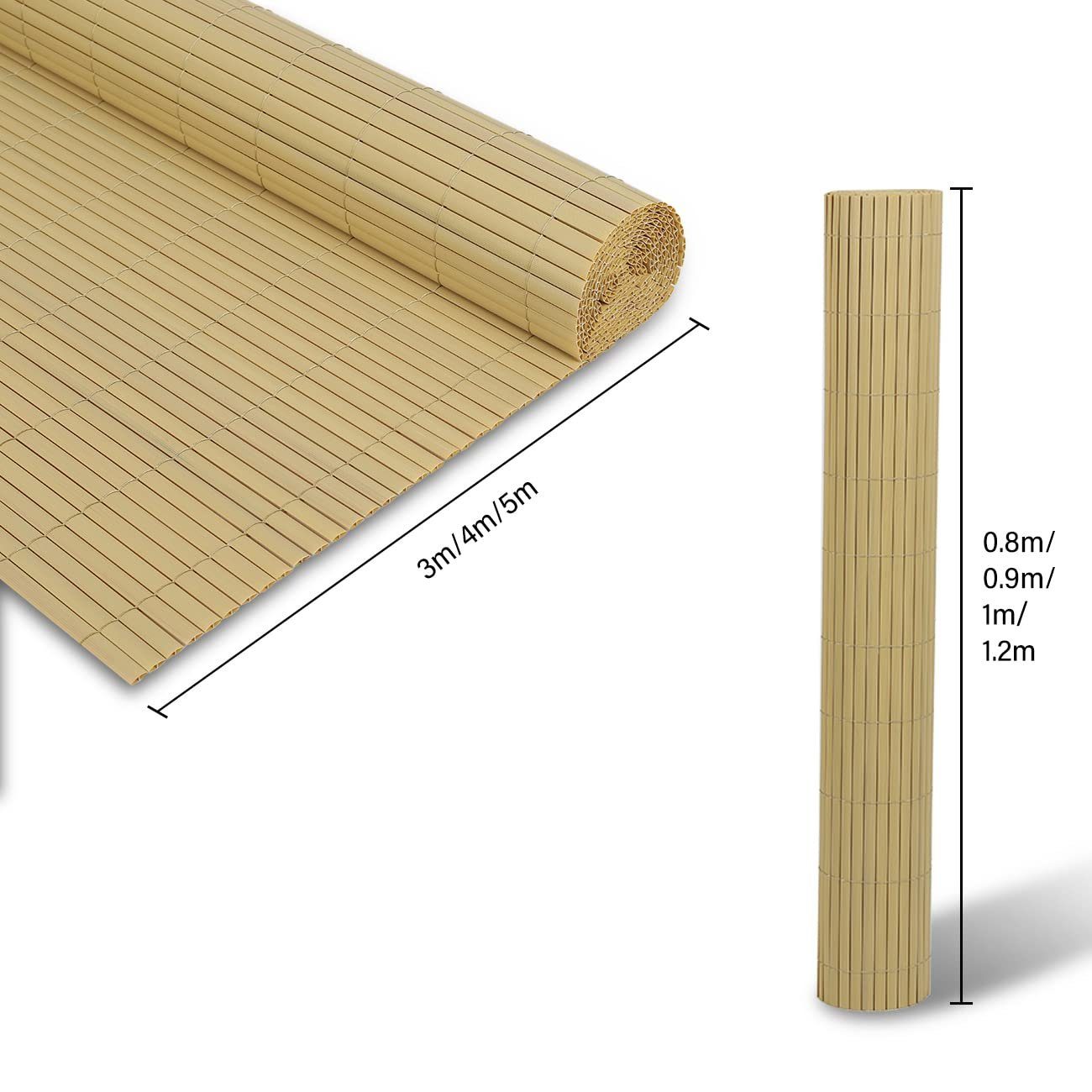 Sekey Balkonsichtschutz PVC Sichtschutzmatte Grau Bambus Sichtschutz Balkon ohne Bohren Zaun Sichtschutz, Windschutz, Sonnenschutz für Balkon, Garten, Terrasse
