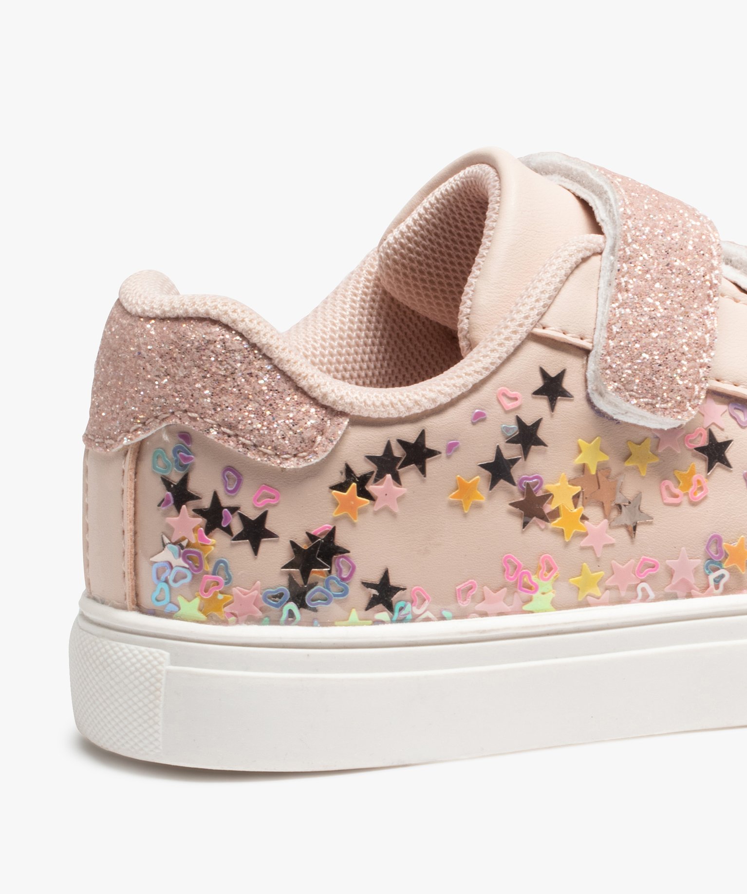 Baskets fille à scratch avec étoiles et paillettes rose | GEMO