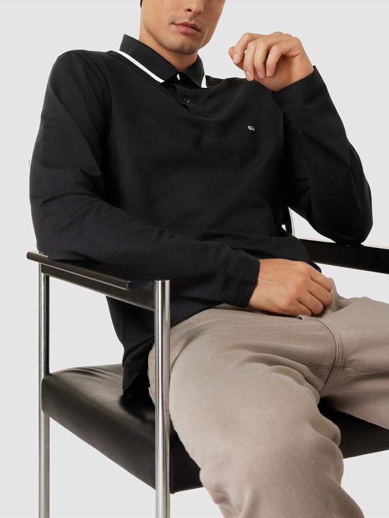 Poloshirt mit Kontraststreifen in anthrazit meliert