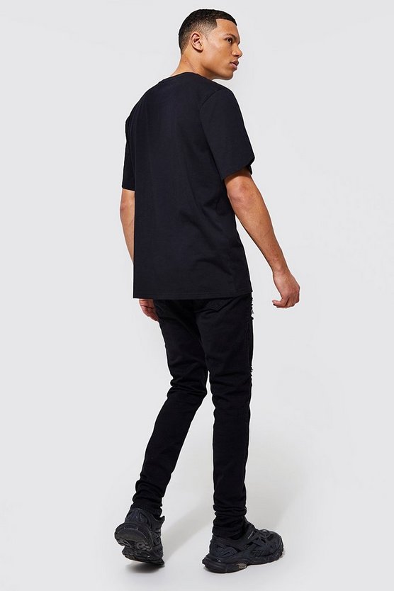Tall Skinny Jeans mit Bandana-Print Rissen