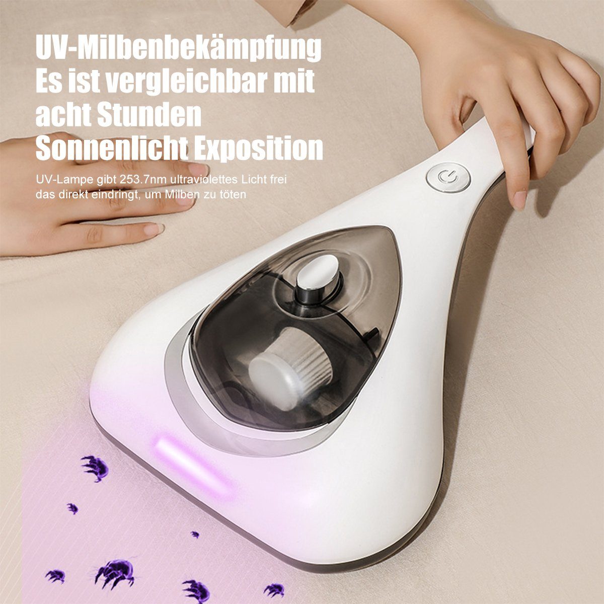 Hikeren Matratzenreinigungsgerät Matratzenreinigungsgerät Milben-Handstaubsauger mit UV-C Sterilisation, Milbenentferner, UV-Milbenentferner