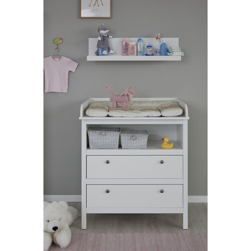 Lomadox Regal OLOT-19, Babyzimmer Wandboard in weiß mit 1 Ablageboden, B/H/T: 90/23/20 cm
