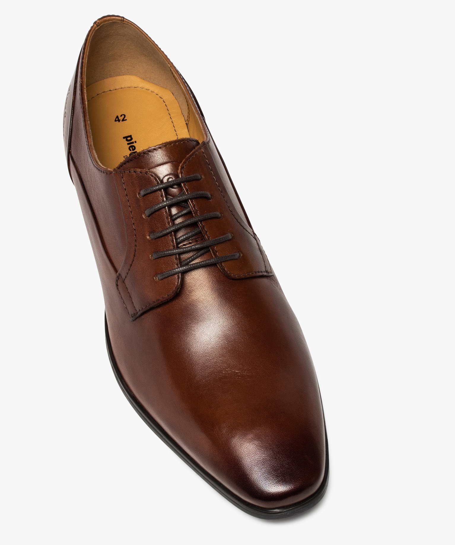Derbies homme unis en cuir à bout amande – Pierre Cardin camel | GEMO