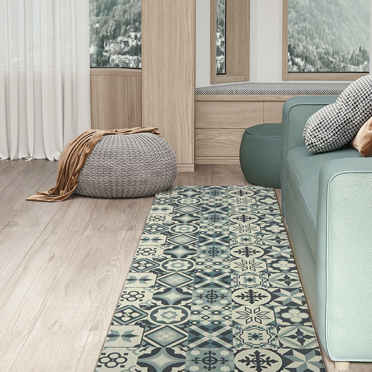 HOMCOM Küchenläufer Muster Grau 50 x 150 cm