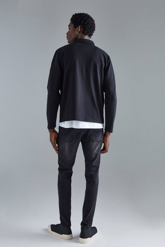 Jersey Utility Harrington-Jacke mit Man-Etikett
