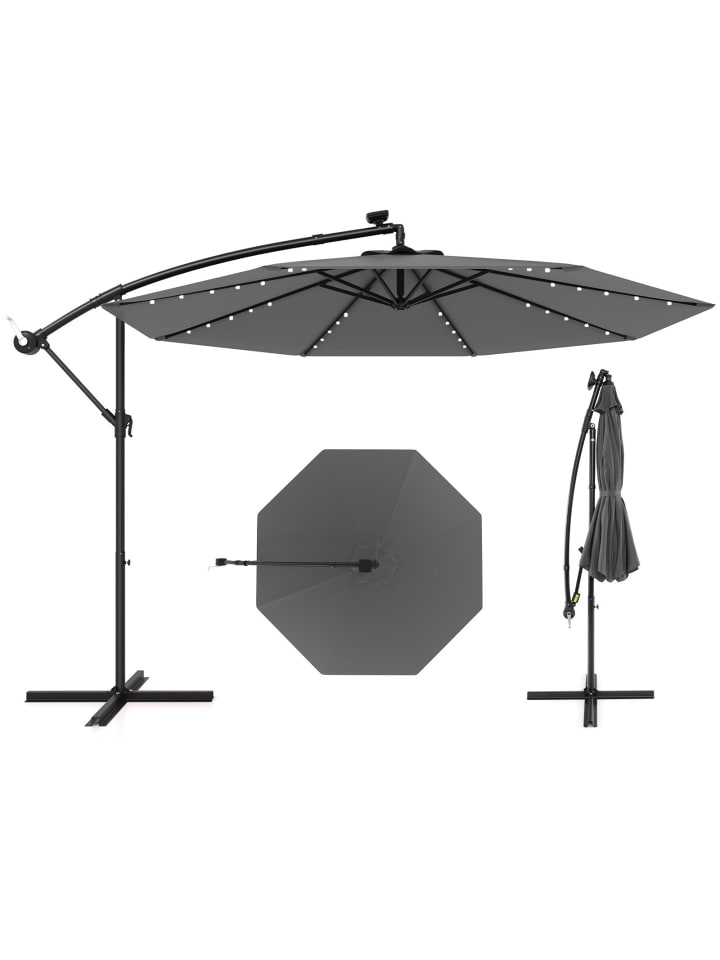 COSTWAY Sonnenschirm 300 cm mit LED in Anthrazit günstig kaufen onesize