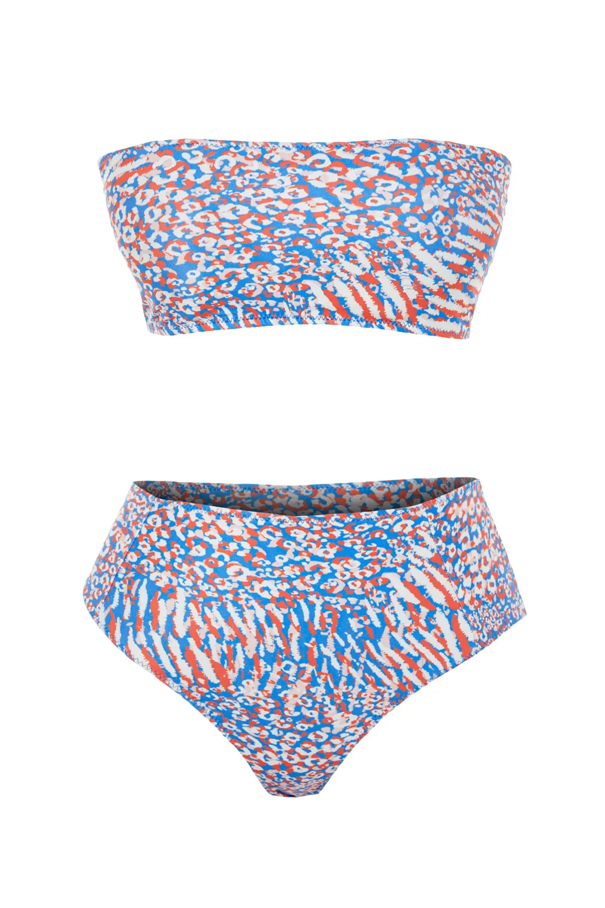 Trendyol Collection  Trägerloses Hipster-Bikini-Set mit Animal-Print und hoher Taille TBESS22BT0018