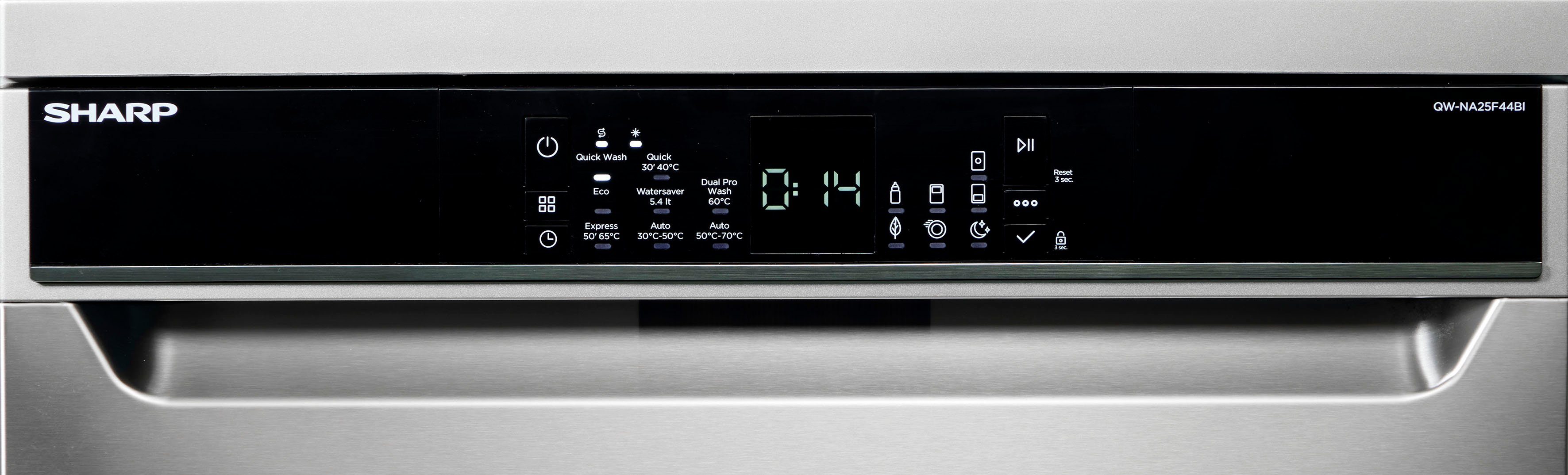 Sharp Standgeschirrspüler, QW-NA25F44BI-DE, 14 Maßgedecke