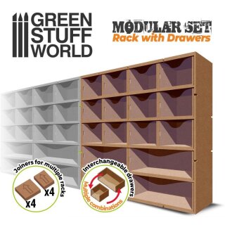 Vertikales MDF-Rack mit Schubladen