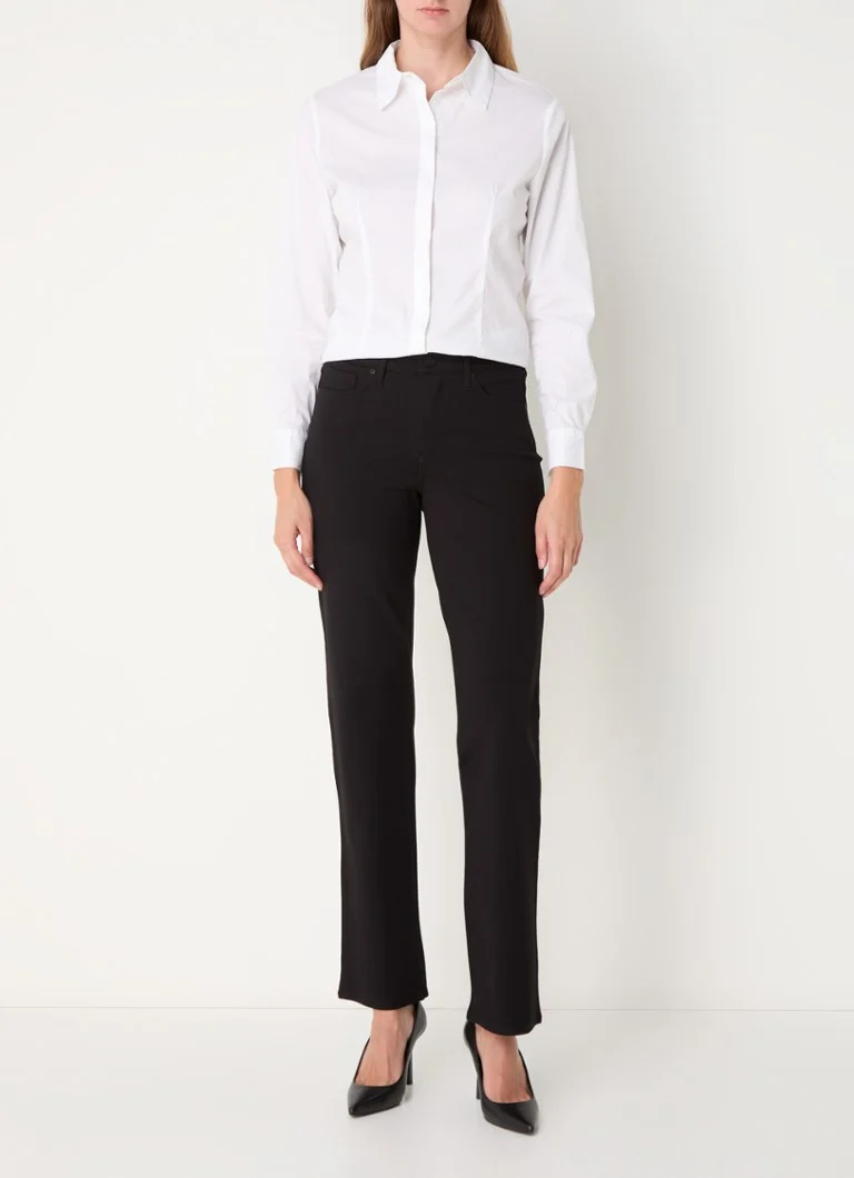 Pantaloni NYDJ Marilyn cu talie înaltă, drepți și buzunare laterale.