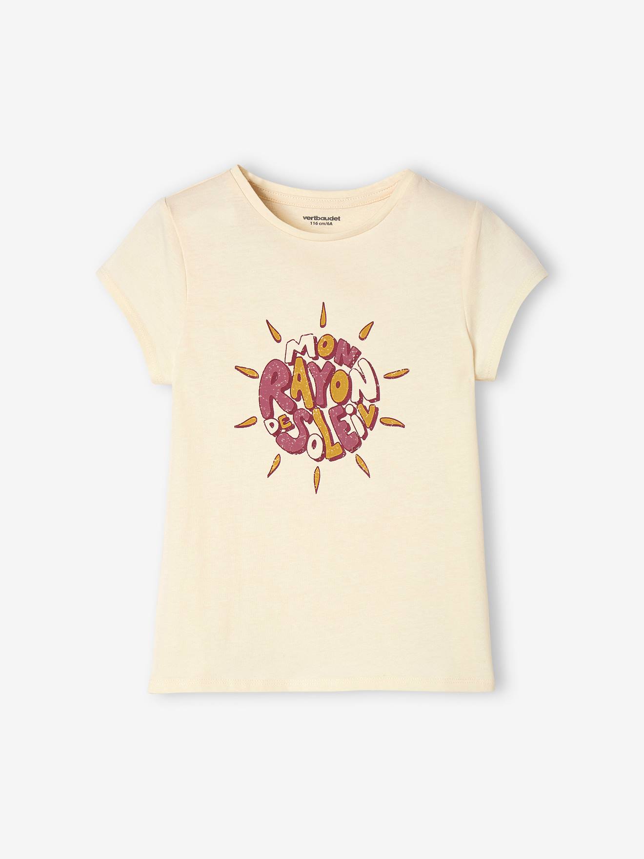 Lot de 3 t-shirts Basics détails irisés fille abricot poudré