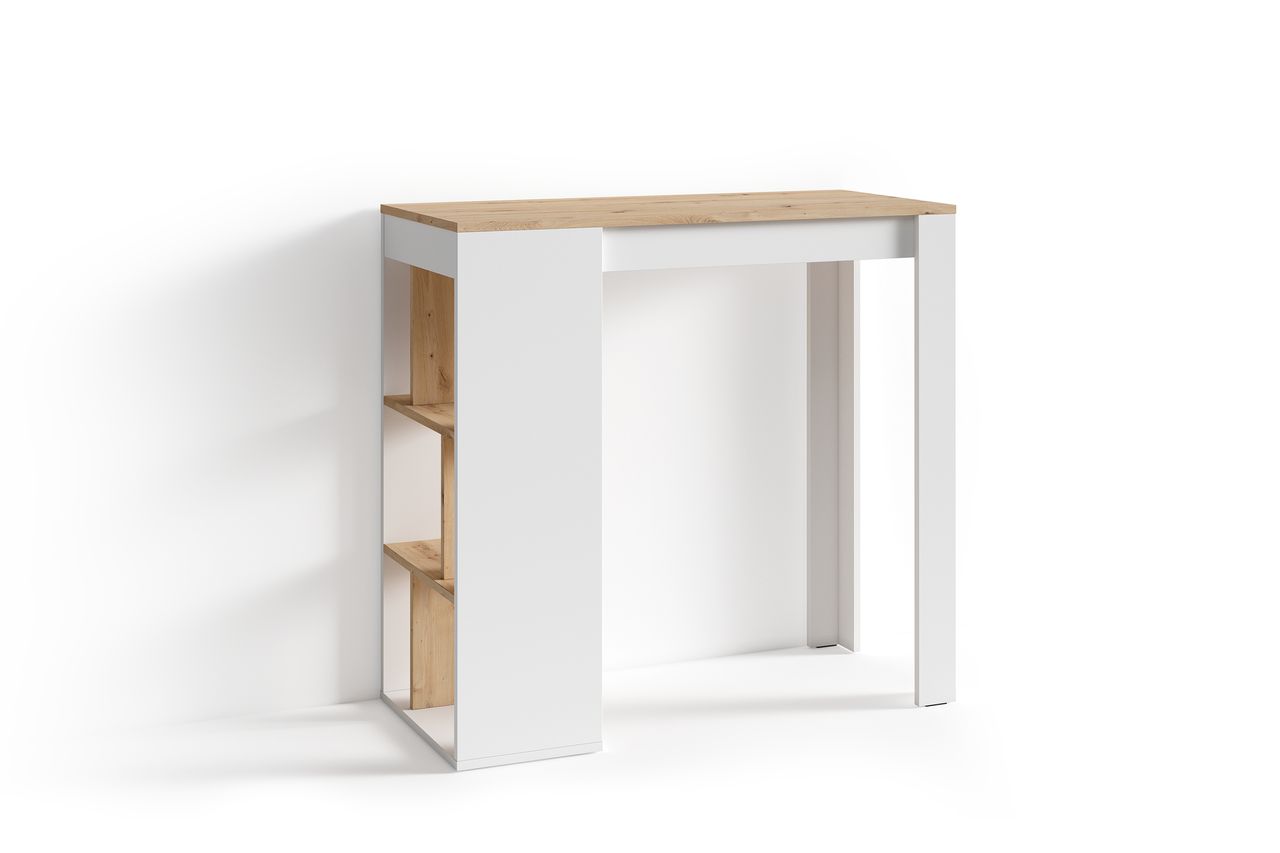 byLiving MOBY Bartisch, Breite 110 cm, weiß, Eiche-Optik