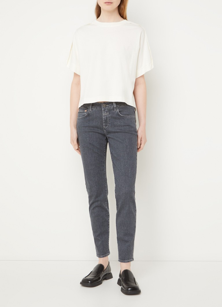 CLOSED  Cropped T-shirt van biologisch katoen met plooidetail
