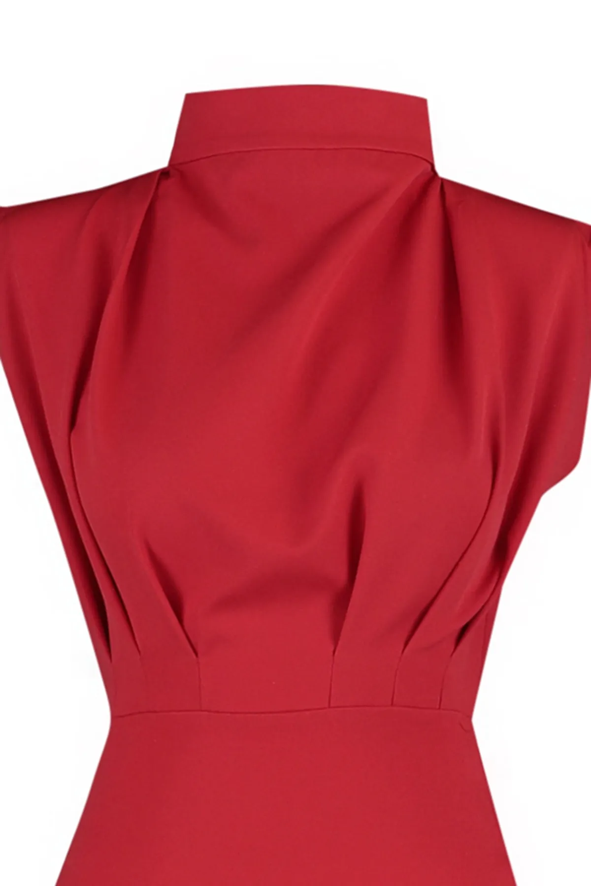 Trendyol Collection  Rotes, figurbetontes, gewebtes Kleid mit Stehkragen TWOAW20EL0311