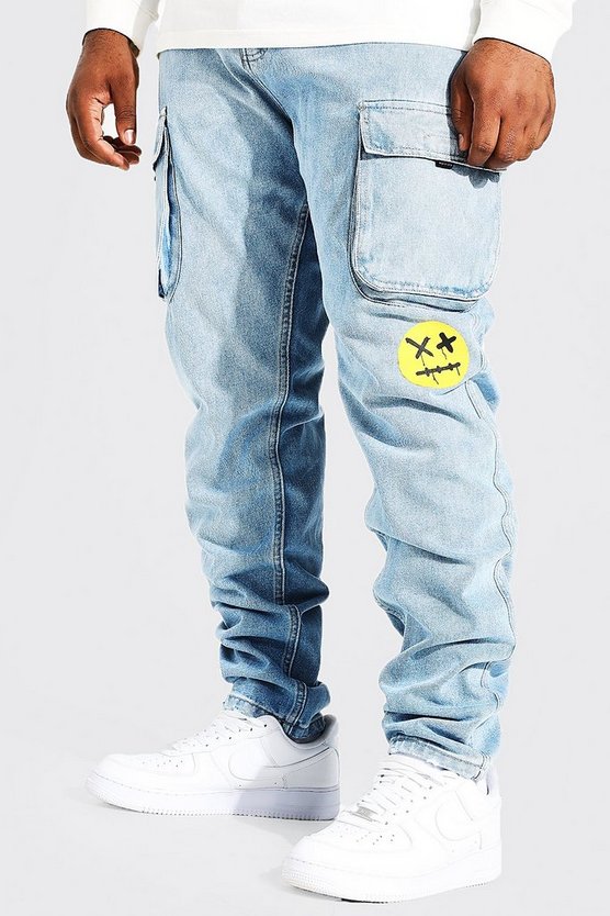 Plus Skinny Cargo-Jeans mit Print