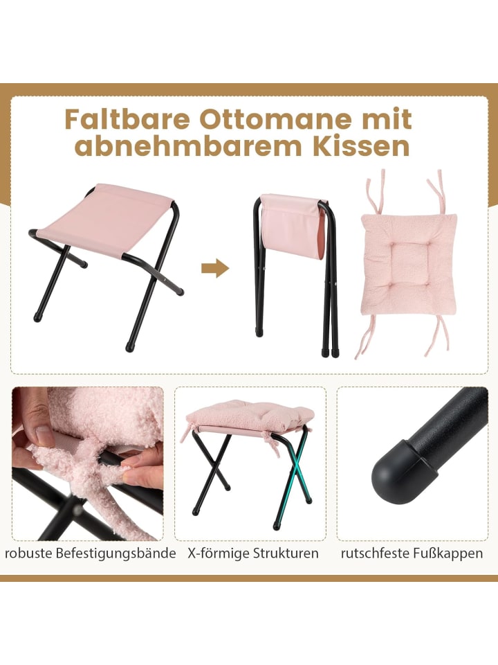 COSTWAY Sessel mit Hocker in Rosa günstig kaufen onesize