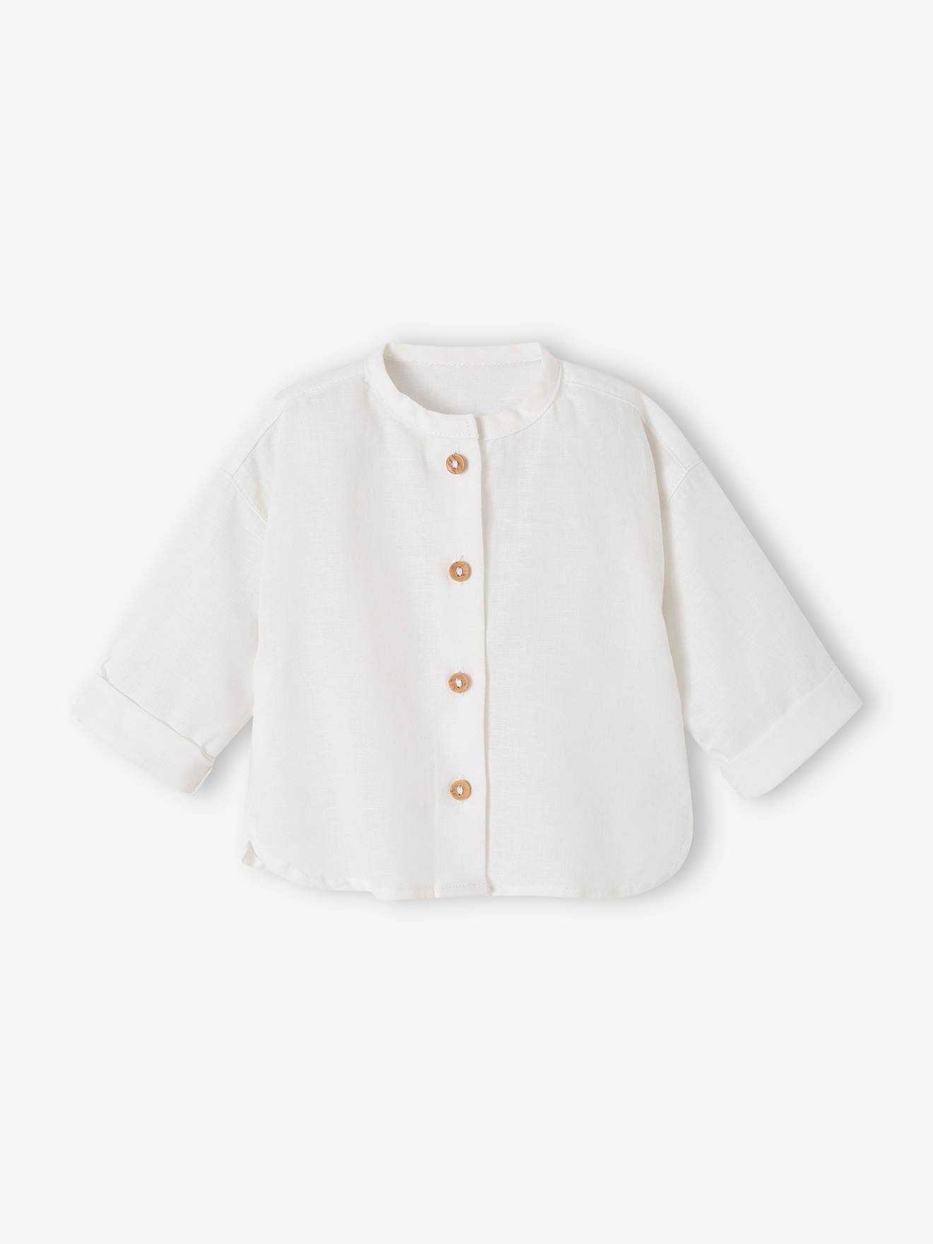 Vertbaudet Festliches Baby-Set: Latzhose & Hemd aus Leinenmix - tonfarben