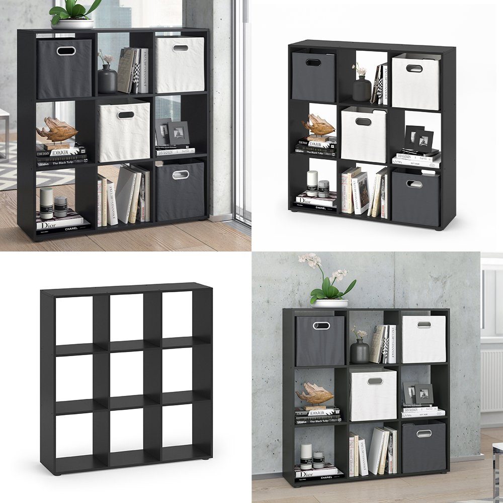 Vicco Raumteiler Würfelregal Standregal NOVE 9 Fächer Schwarz
