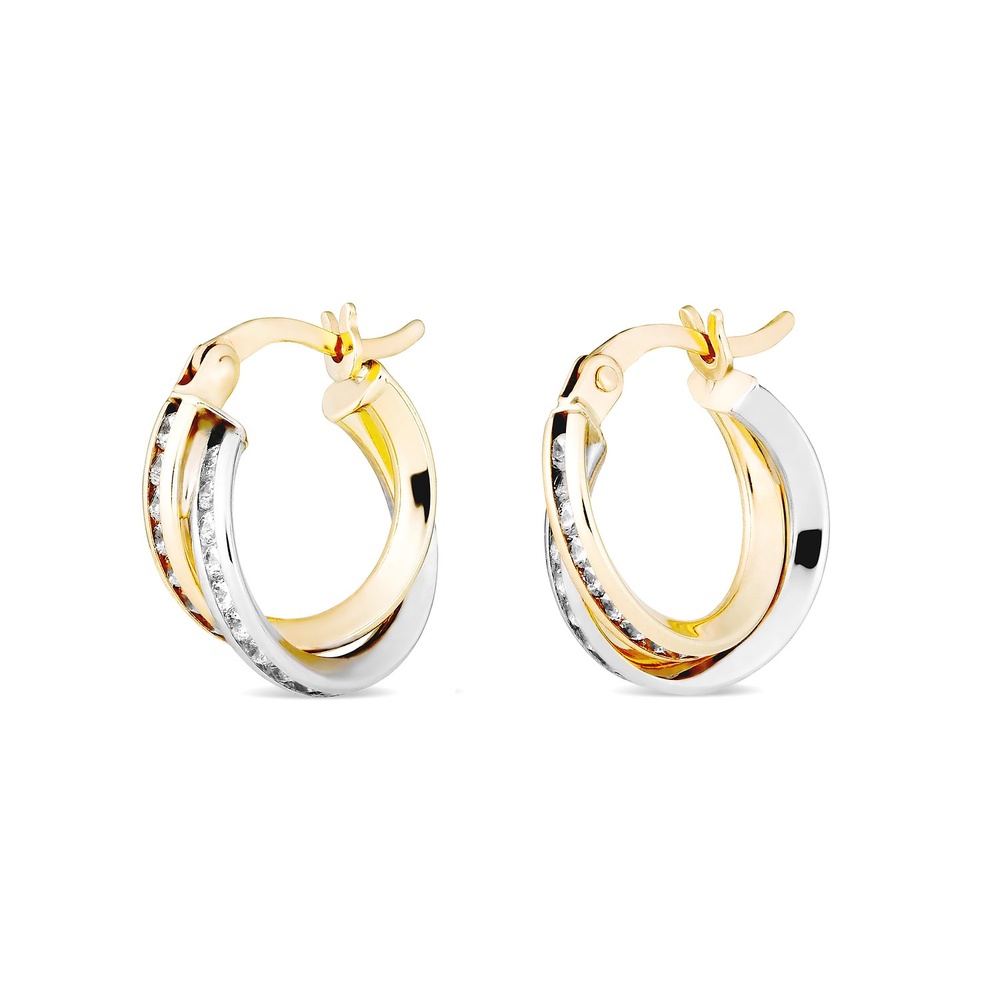 FAVS Créoles 375 Or jaune, 375 Or blanc Boucles d'oreilles