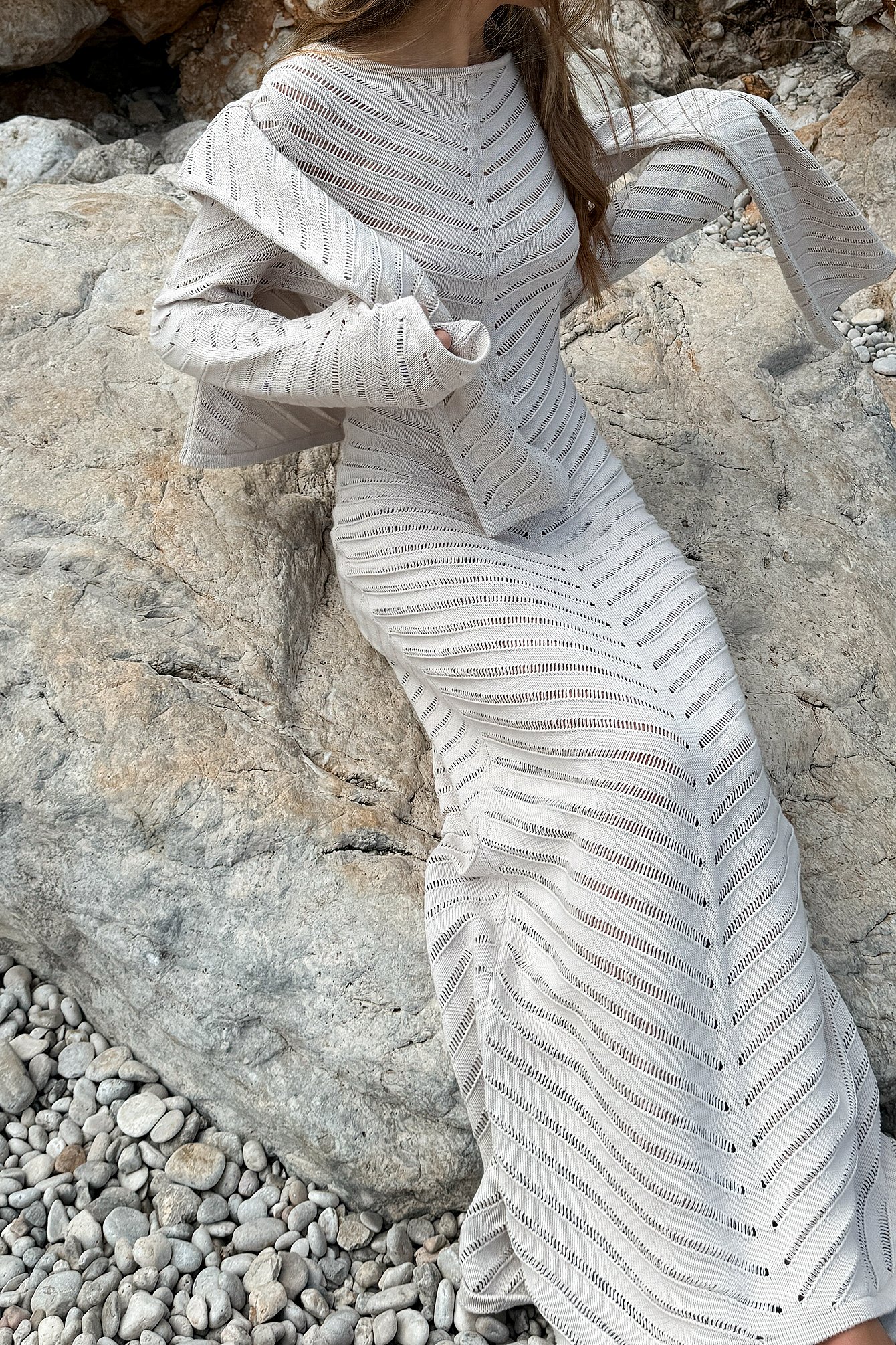 Gestricktes Maxikleid mit Muster
