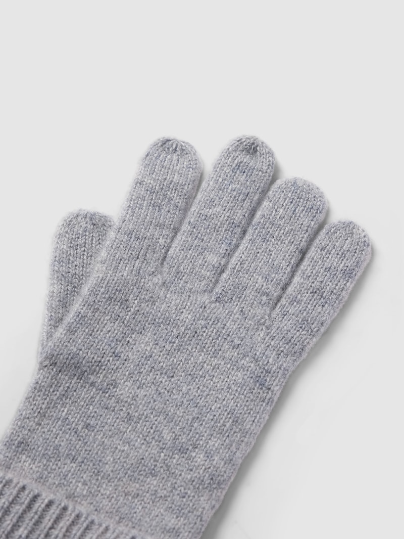 Handschuhe aus Kaschmir mit breitem Umschlang in mittelgrau meliert