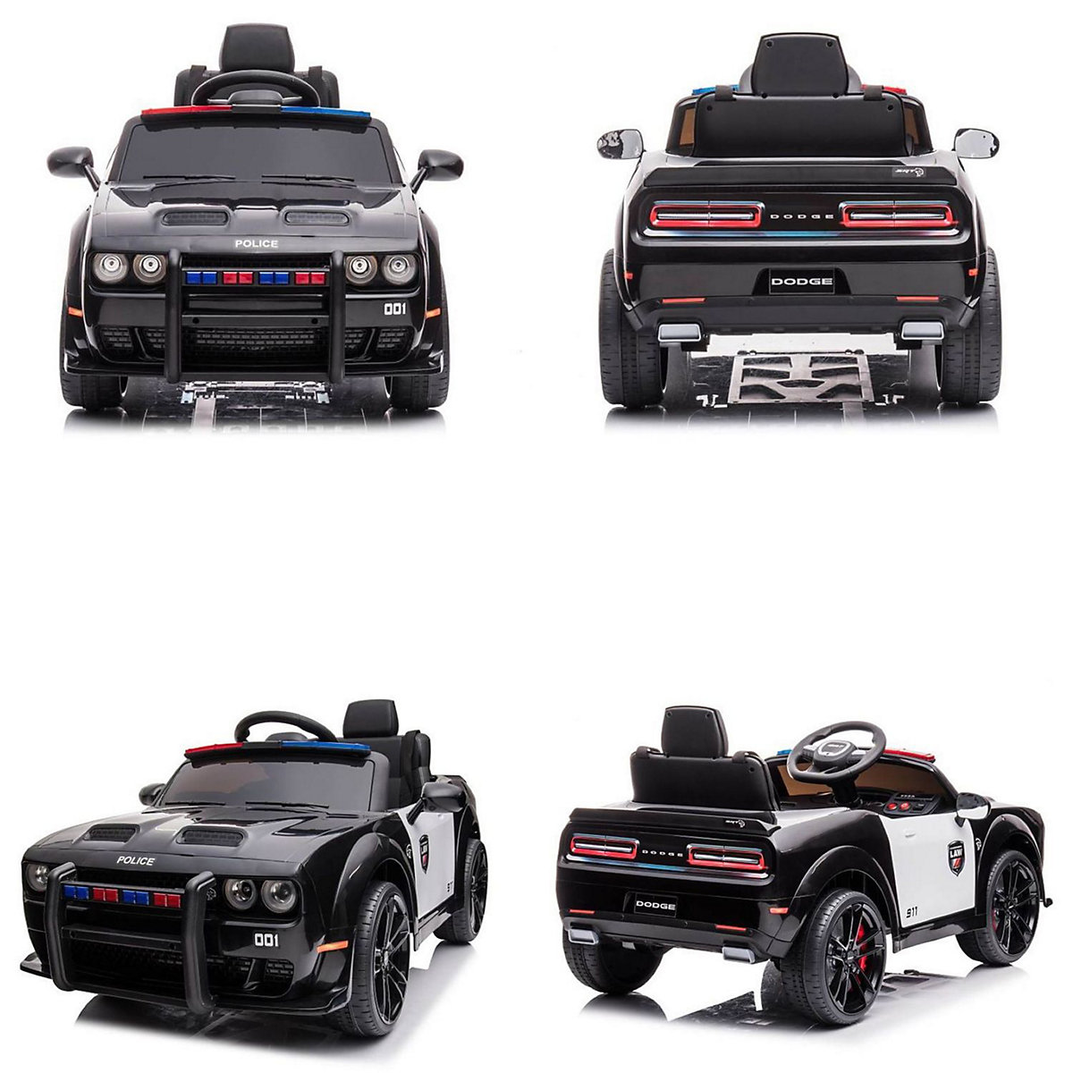 Kinder Elektroauto Dodge Polizei Sirene Fernbedienung Polizeilichter MP3 Elektro-Autos