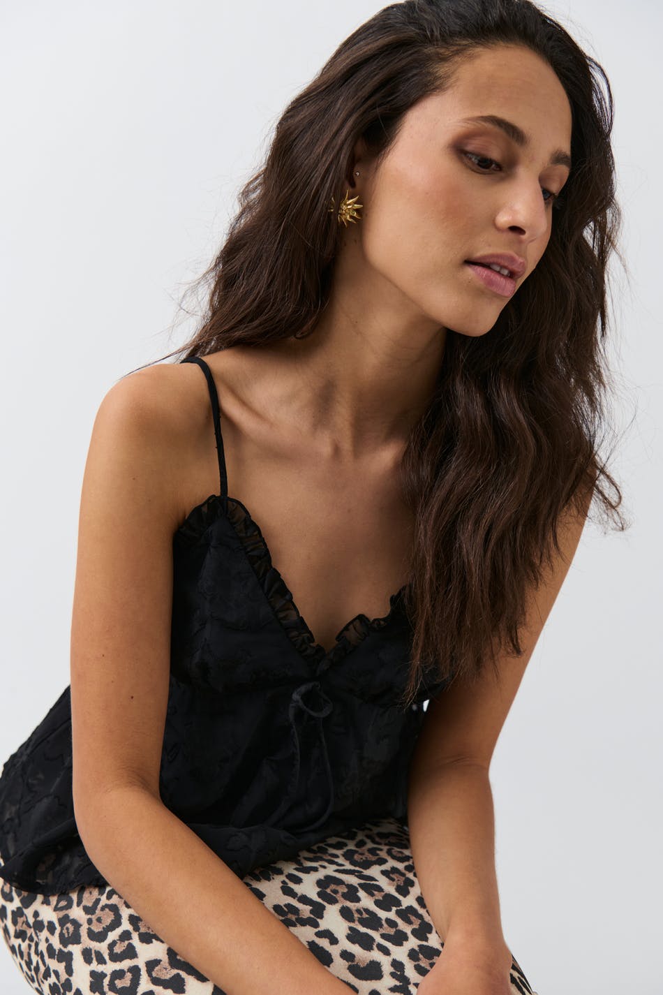 Floral textured frill top