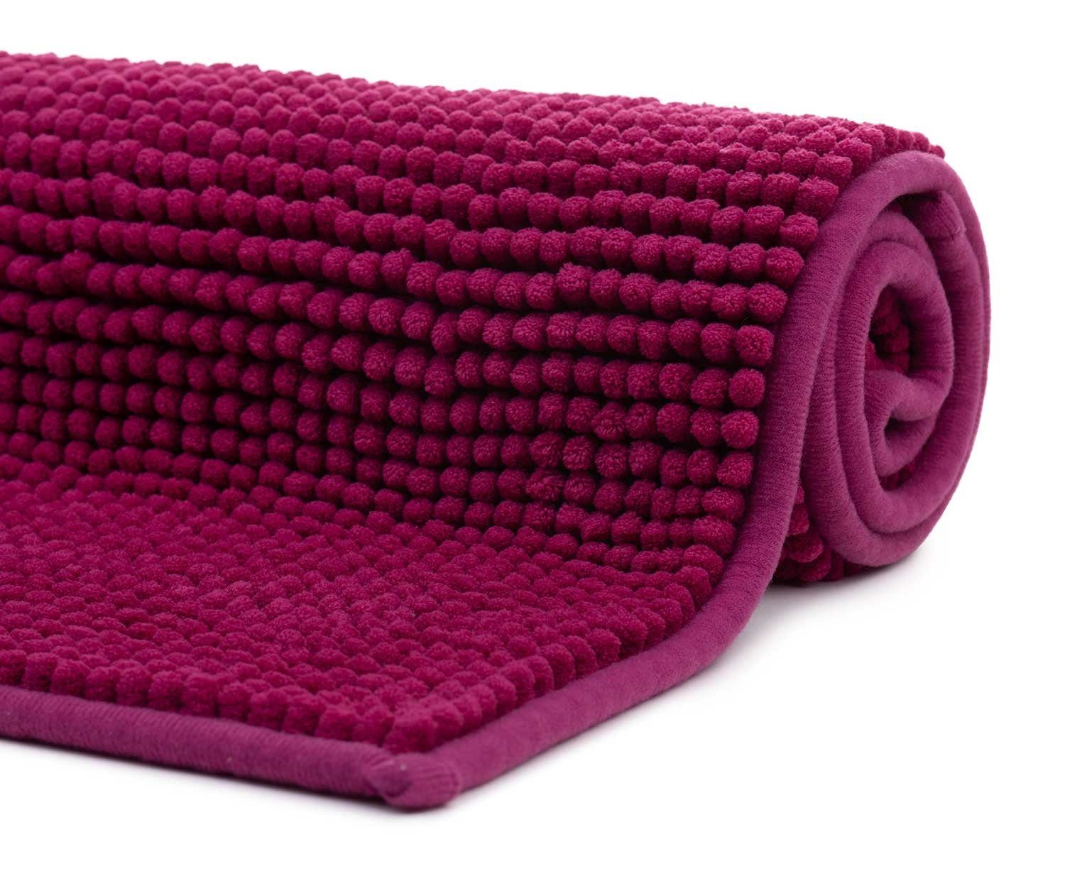 Badematte Badematte CHENILLE, Rosa, B 50 cm, L 70 cm, Stoff, rechteckig
