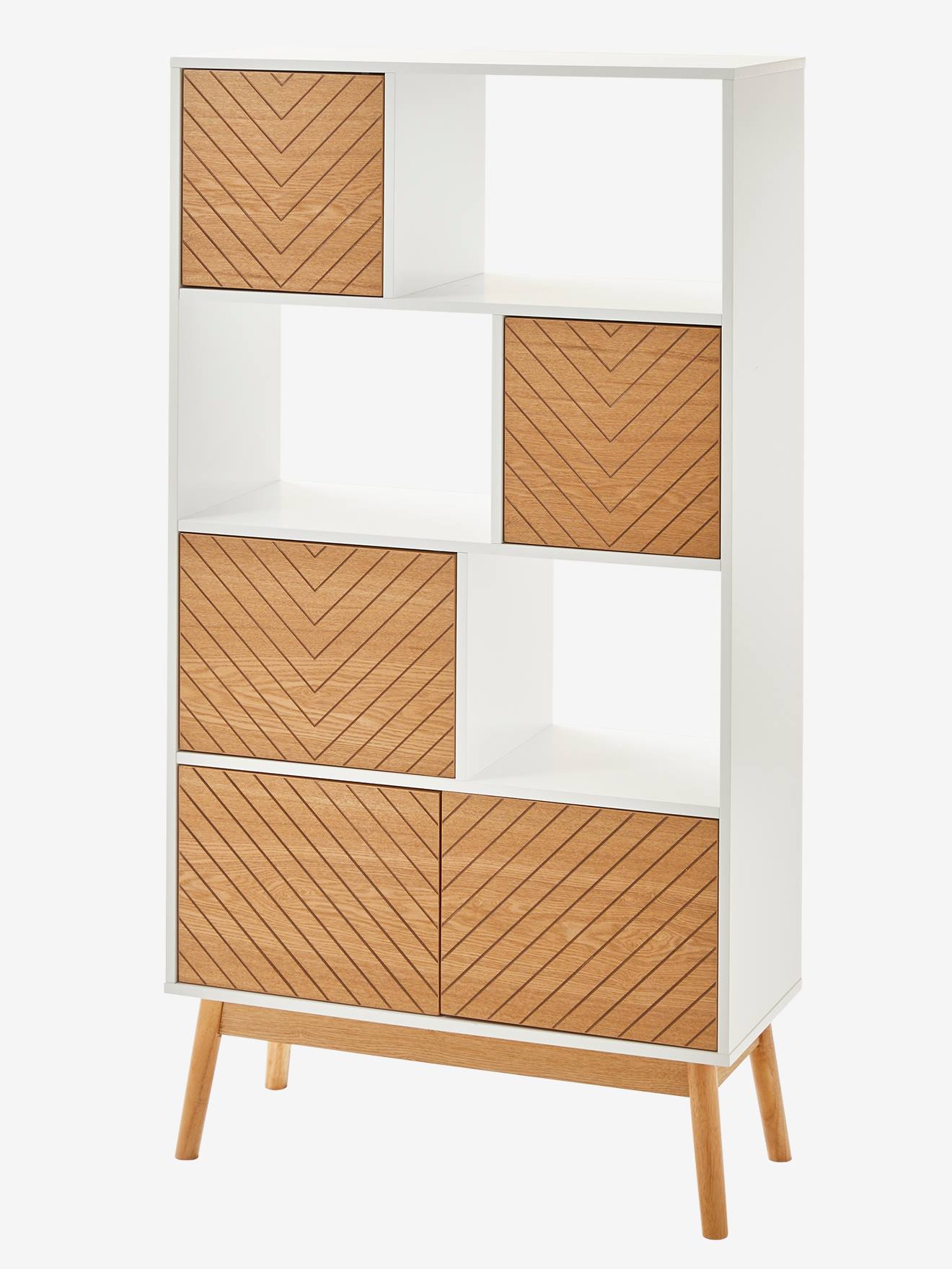 Vertbaudet Kinderzimmer Regal CHEVRONS - weiß/natur