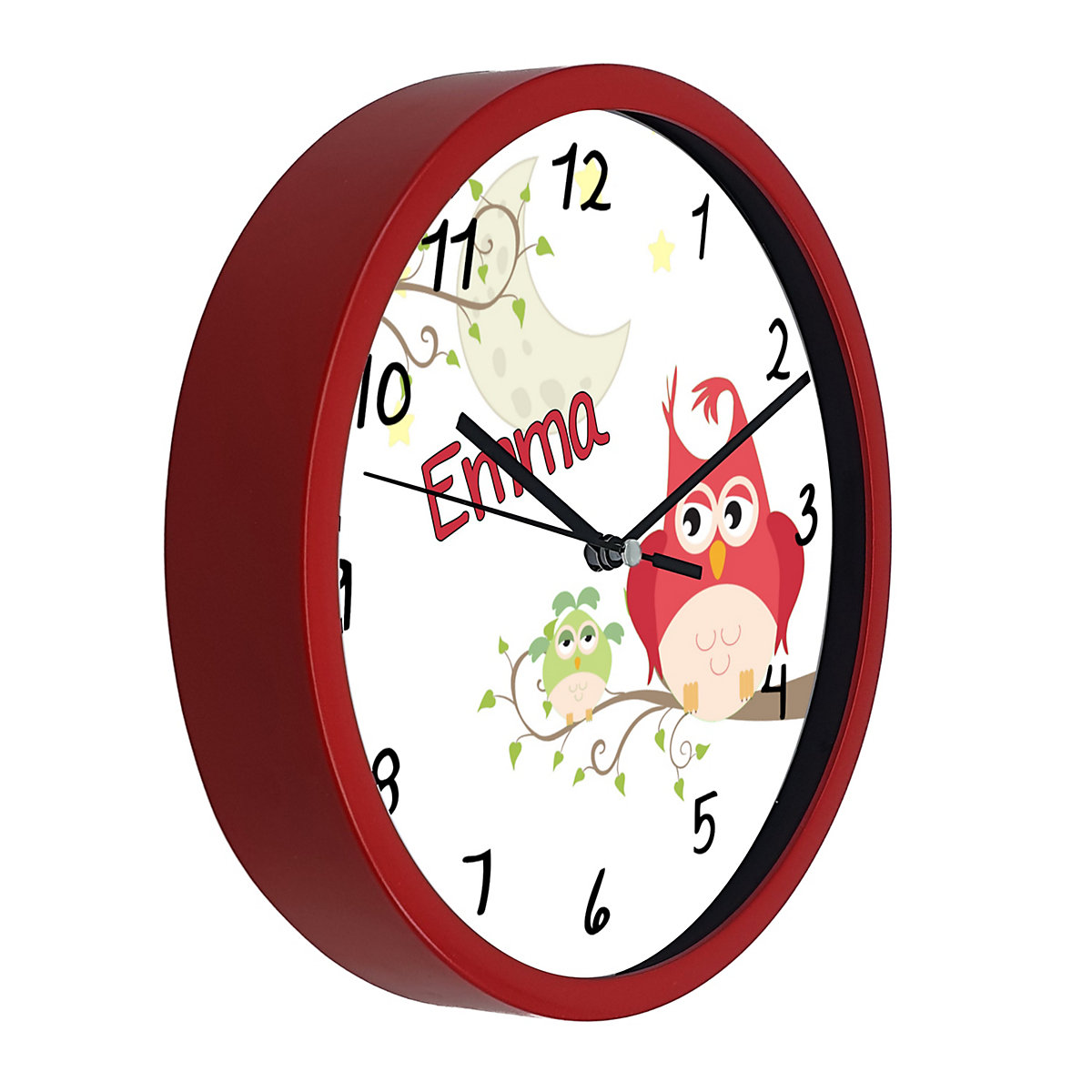 Kinder Wanduhr personalisiert mit Name Eule Mama
