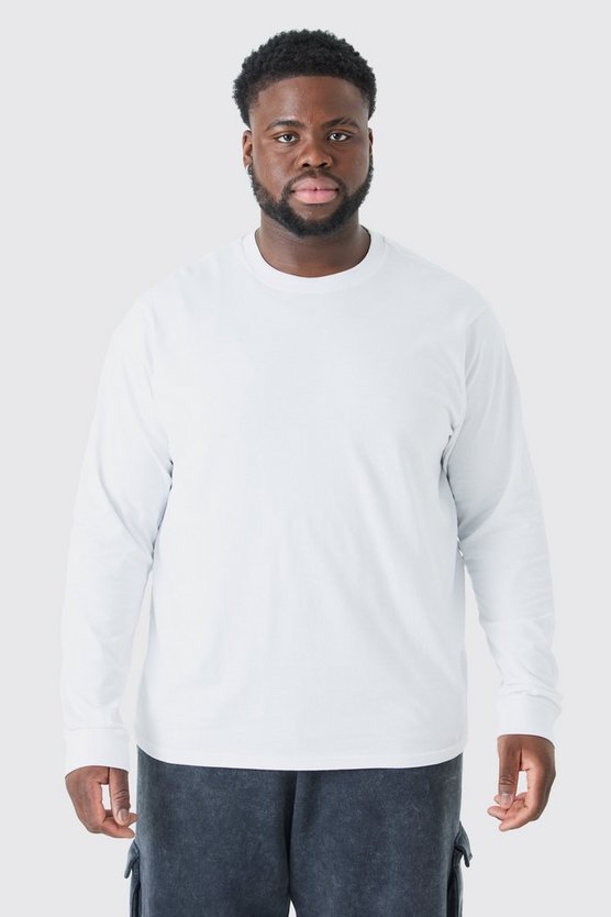 Plus langärmliges Rundhals T-Shirt