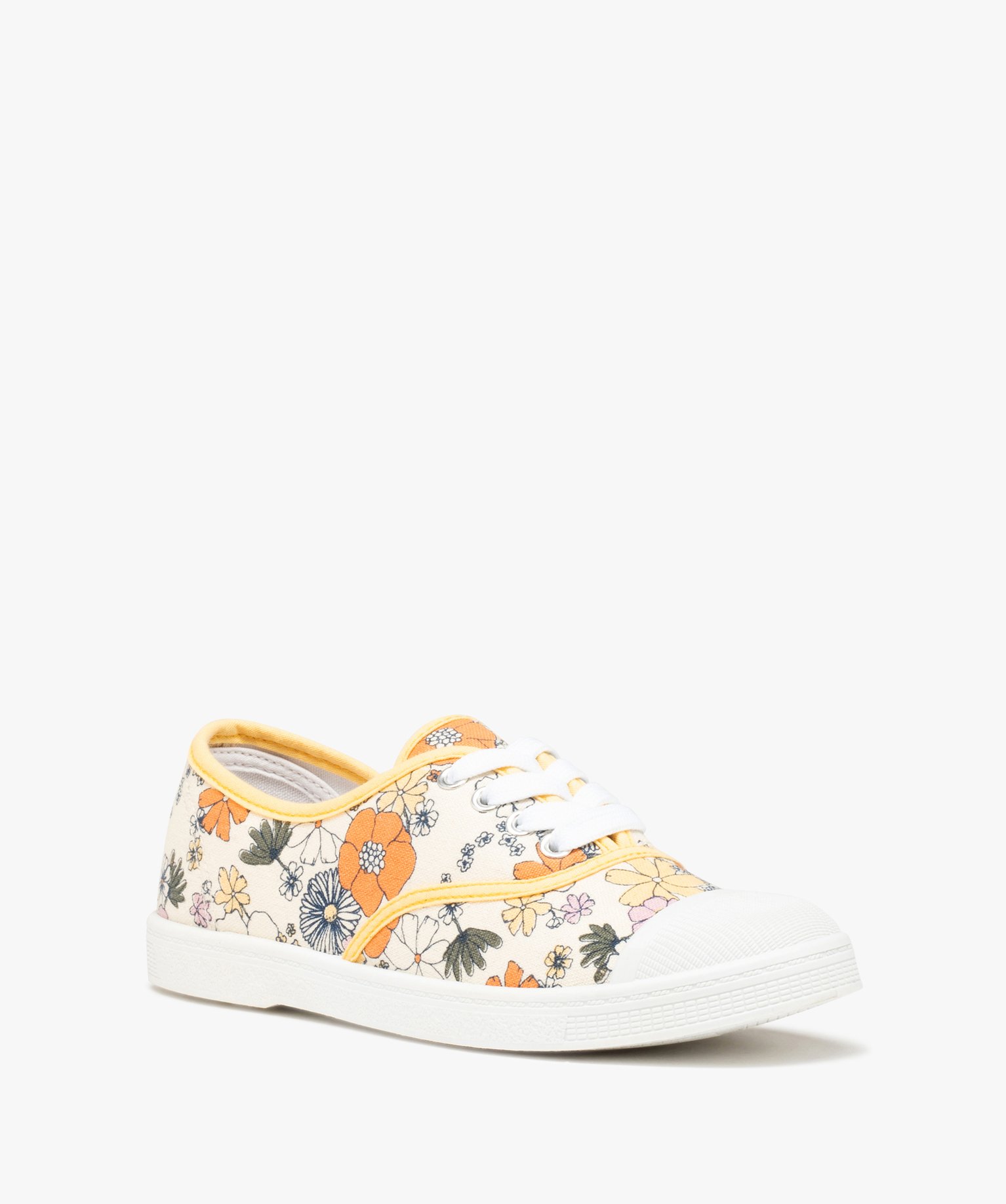 Baskets femme en toile à bout renforcé beige | GEMO