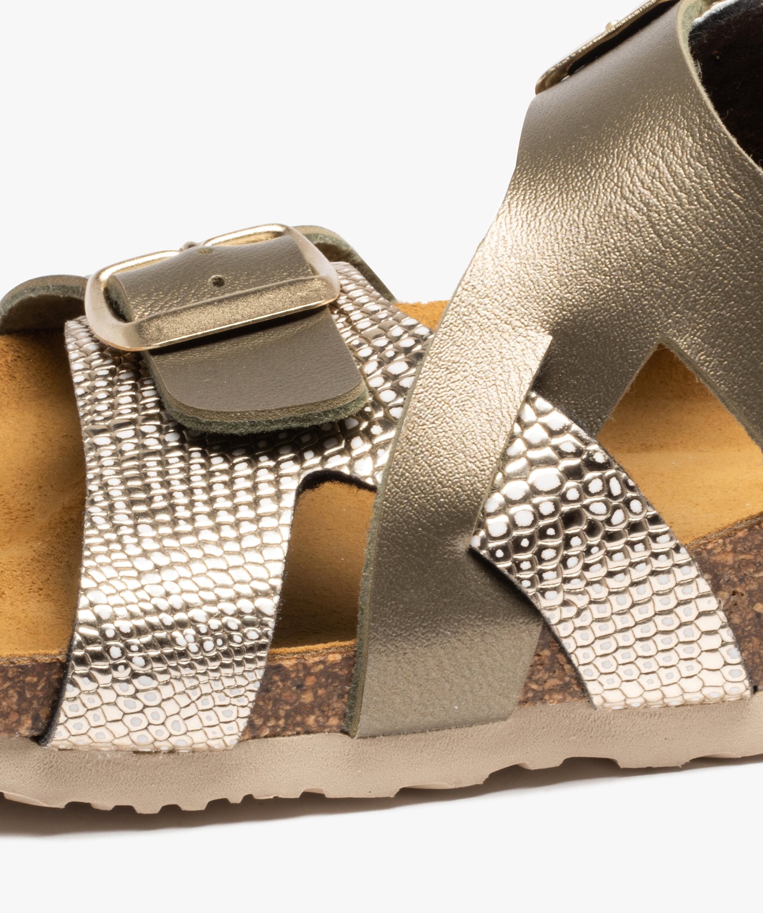 Mules femmes à brides asymétriques fantaisie kaki | GEMO