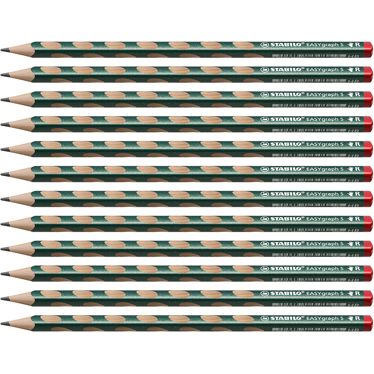 Dreikant-Bleistift EASYgraph S Metallic Edition HB metallicgrün Rechtshänder, 12 Stück