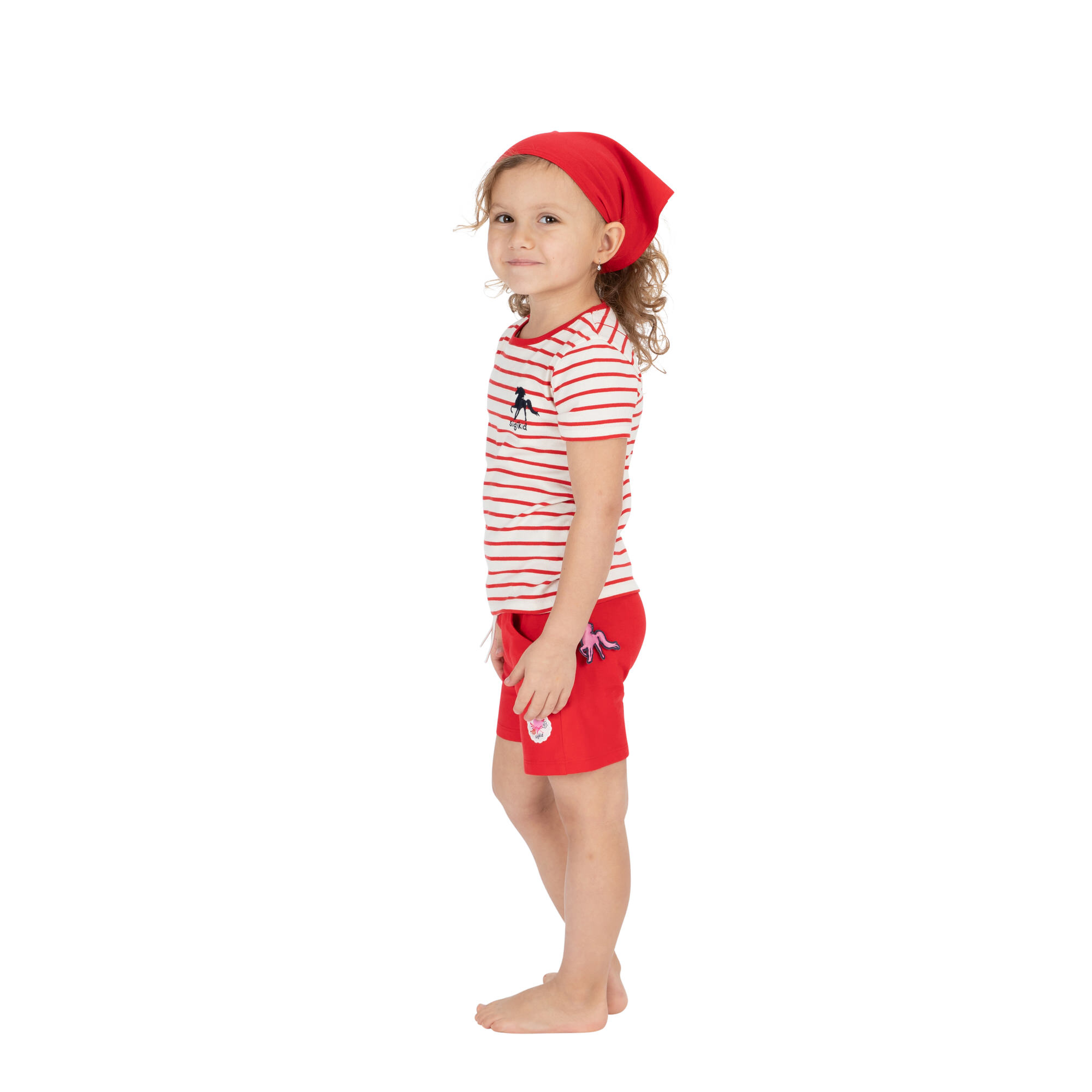 Rote Mädchen Shorts mit Herzchen Patch
