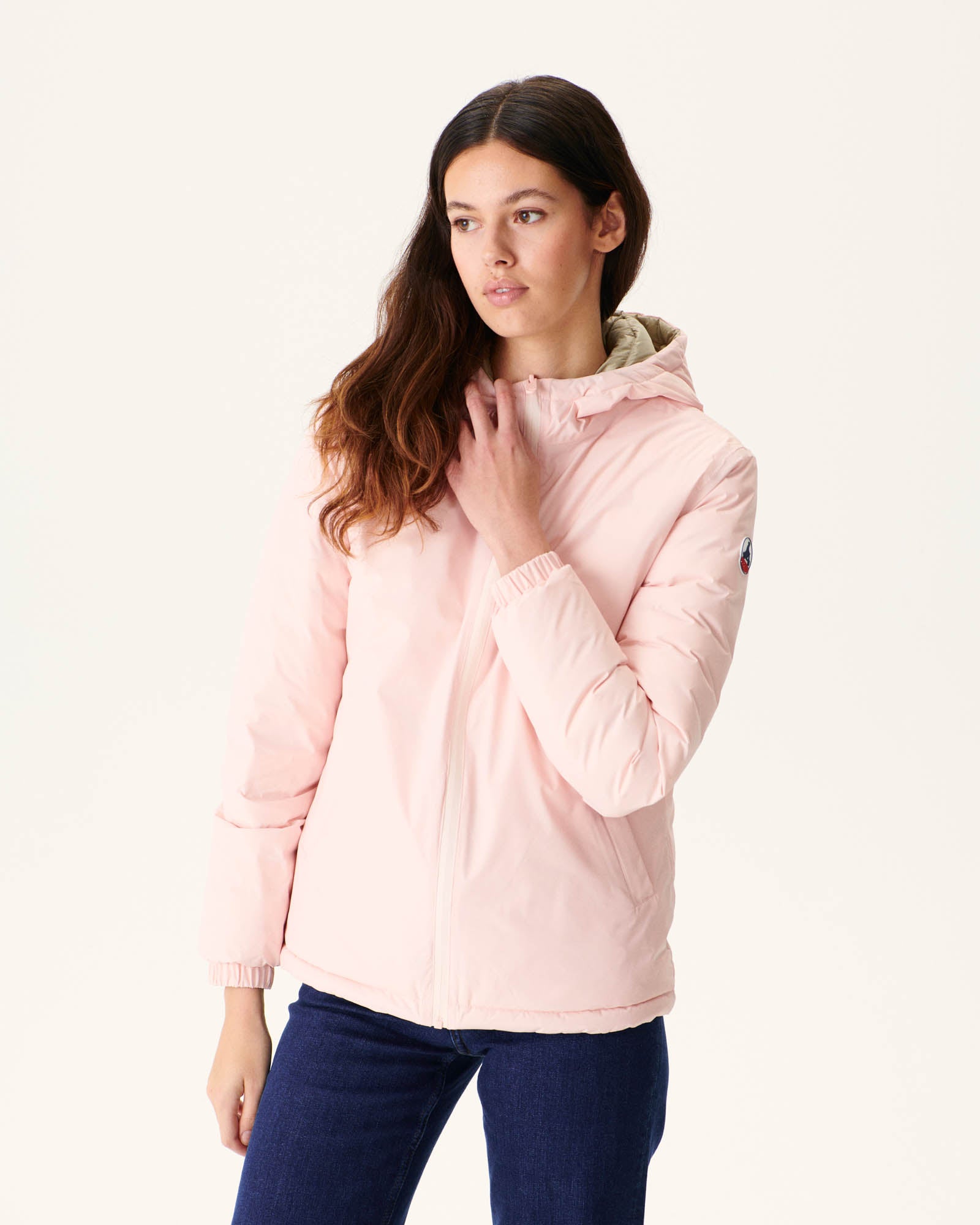 Doudoune réversible à capuche Rose clair/Beige Vienne