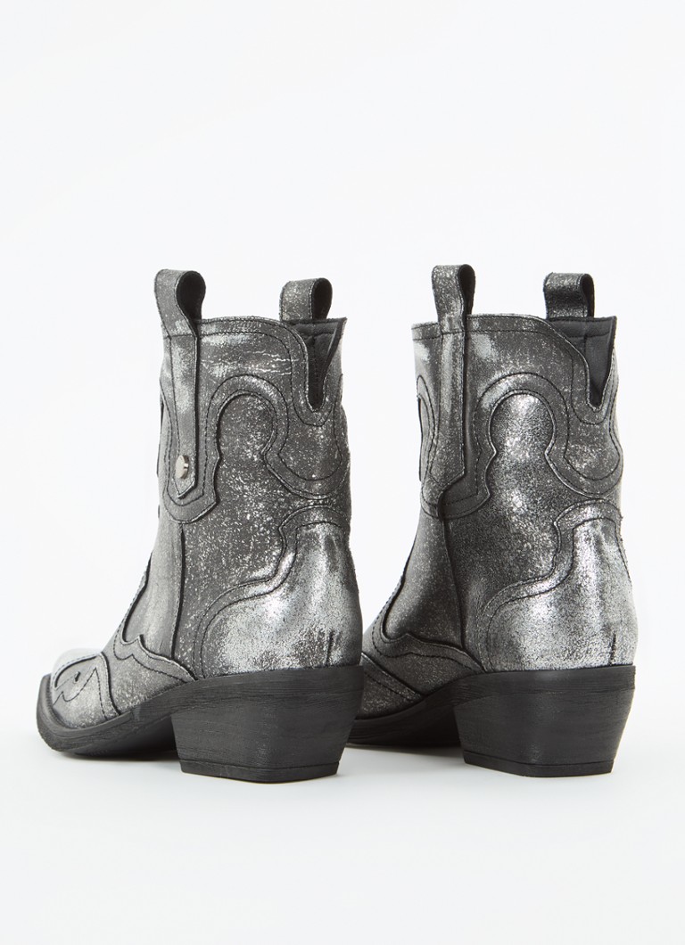 Ghete cowboy din piele Steve Madden Waynoa cu finisaj metalic