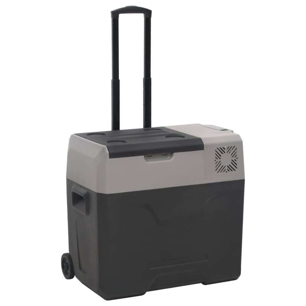 vidaXL Kühlbox Kompressor Kühlbox mit Rollen und Adapter Schwarz Grau 30 L Camping V