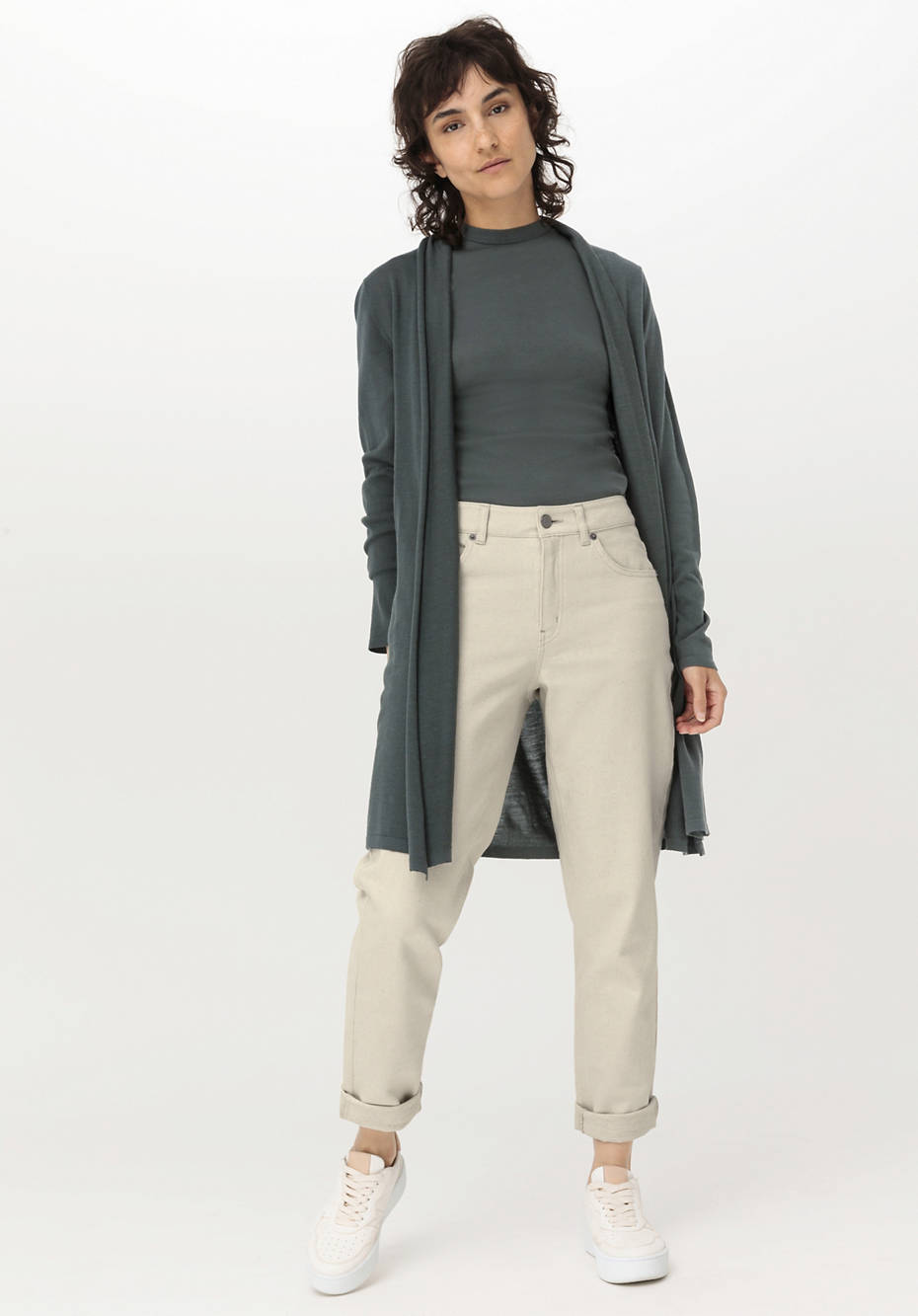 Long Strickjacke aus reiner Bio-Merinowolle
