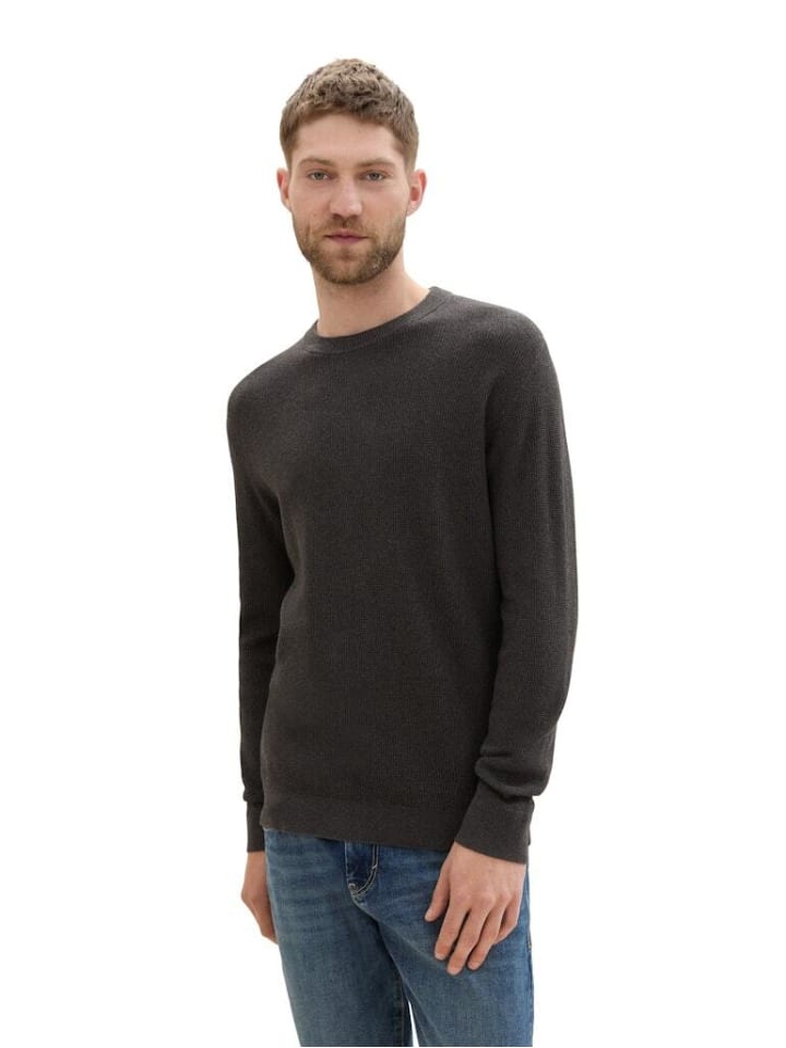 Tom Tailor Pullover in black grey melange günstig kaufen