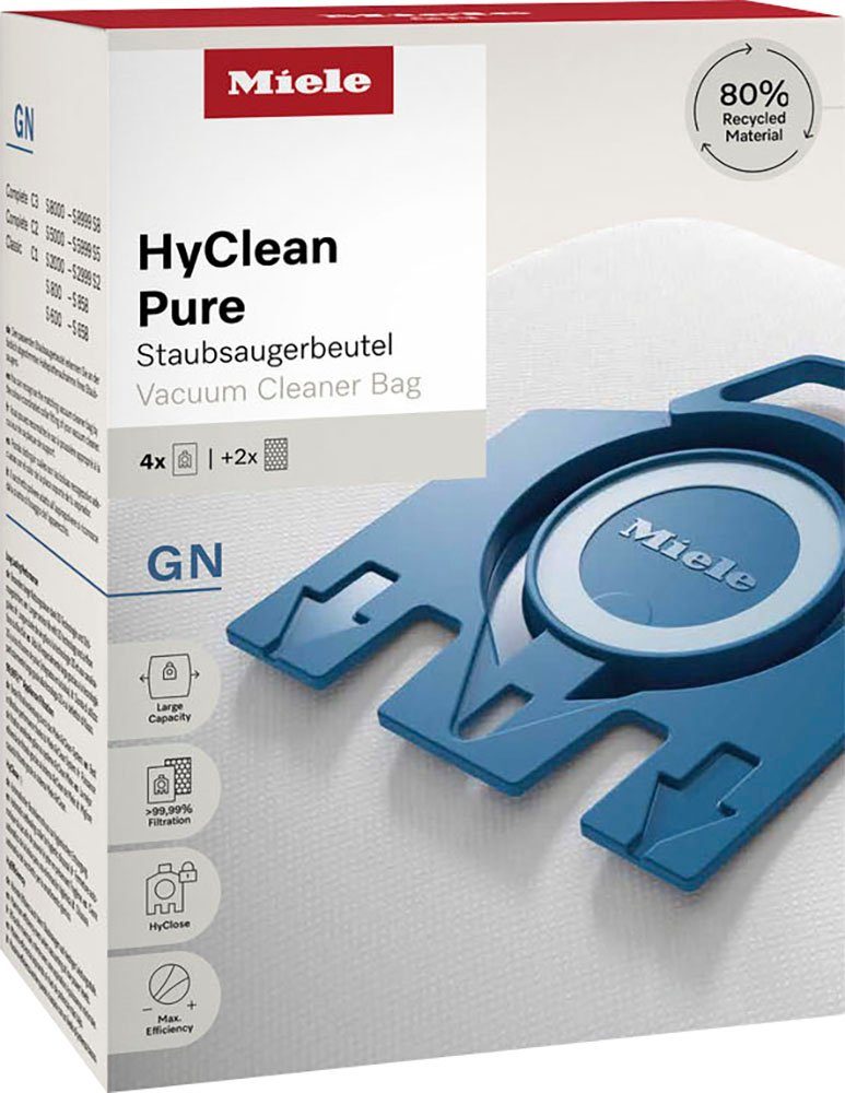 Miele Staubsaugerbeutel GN HyClean Pure 2.0 / Mit bester Filtrationsleistung, passend für Miele, 6 St.