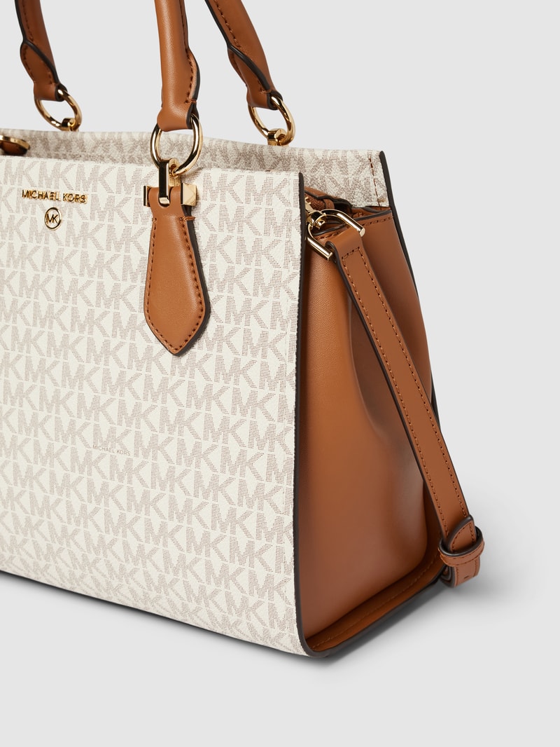 Tote Bag mit Label-Print Modell 'MARILYN' in ecru