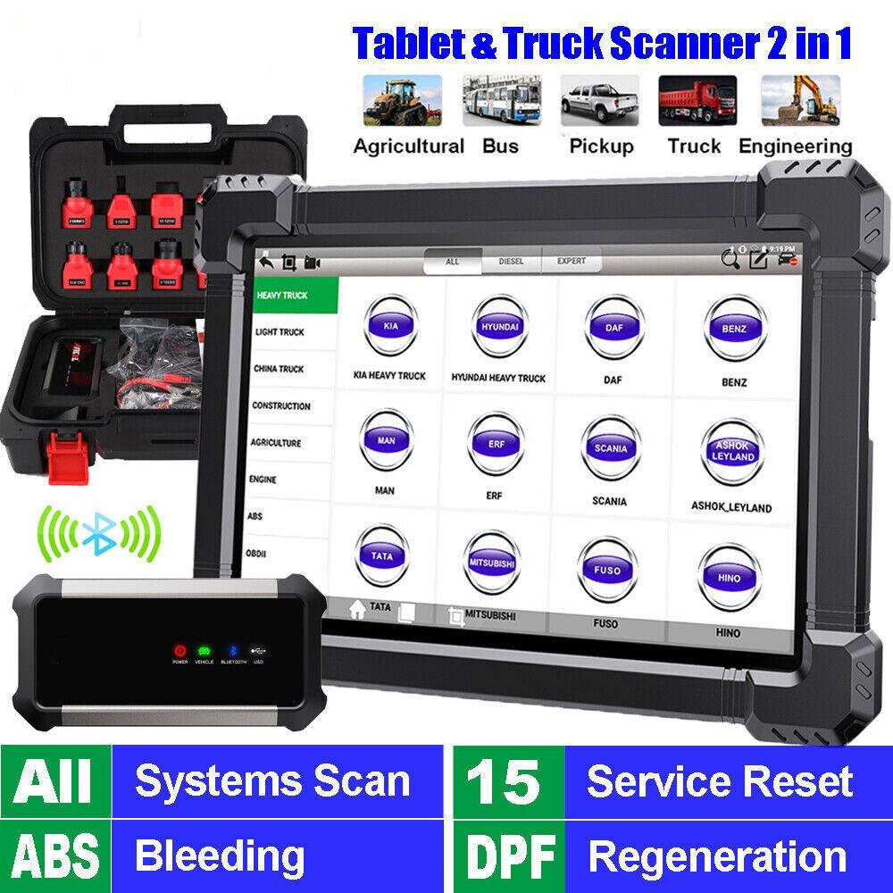 Brotos® Kfz-Diagnosegerät LKW Trucks Profi Diagnose Gerät mit Koffer und Adapterset