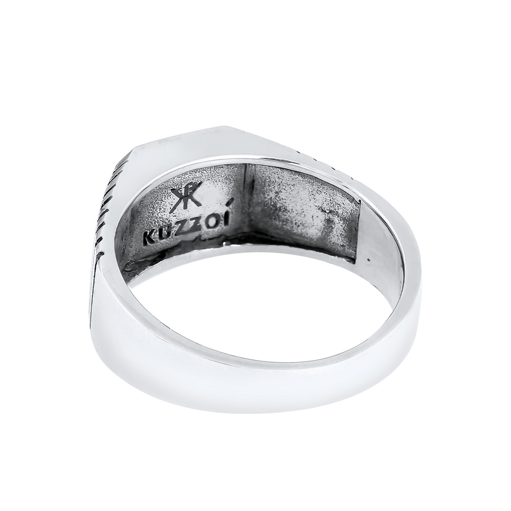 KUZZOI KUZZOI Bague Hommes Sceau Carré Massif Tendance avec Sodalite en Argent Sterling  Bague