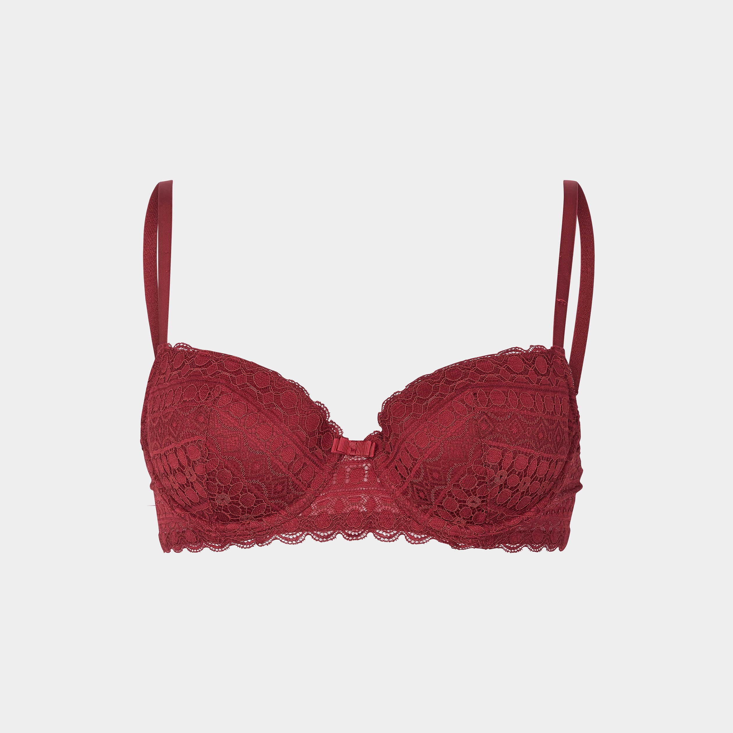 Soutien-gorge corbeille en dentelle bordeaux femme | La Halle