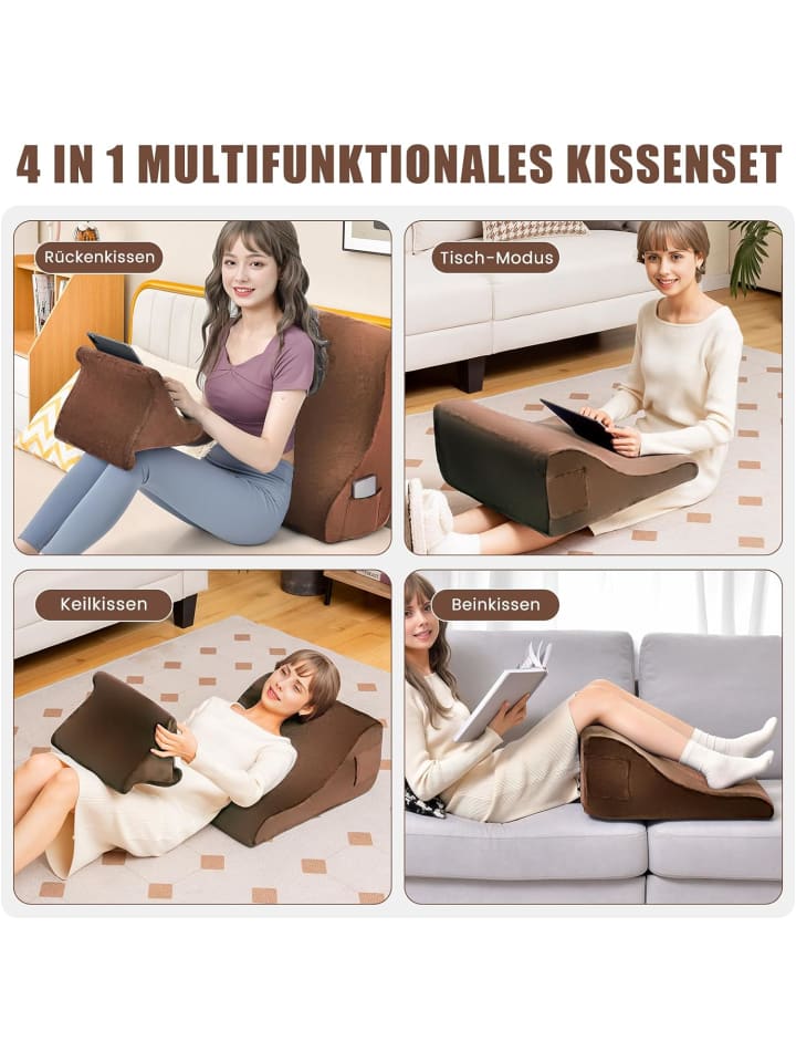 COSTWAY Keilkissen 2 tlg. abnehmbar in Braun günstig kaufen 54 cm