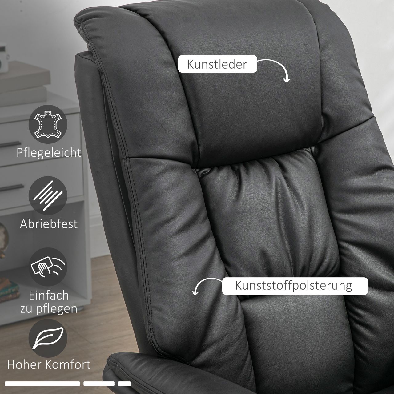 HOMCOM Relaxsessel mit Hocker, Fernsehsessel, TV Sessel mit Liegefunktion