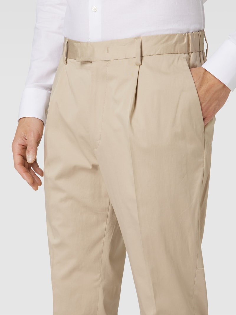 Anzughose mit Bundfalten Modell 'Bird' in beige