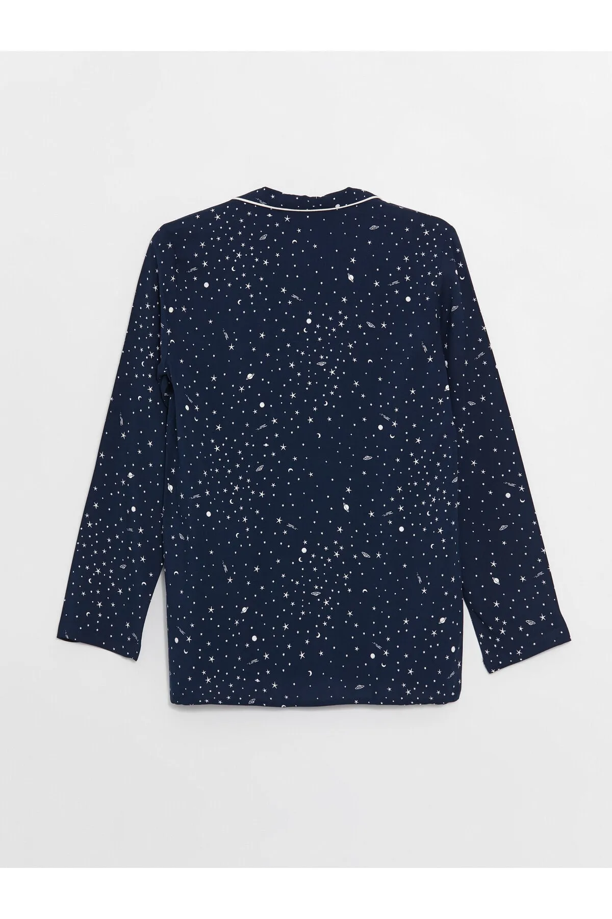 LC Waikiki  Gemustertes, langärmliges Damen-Pyjama-Set mit Hemdkragen